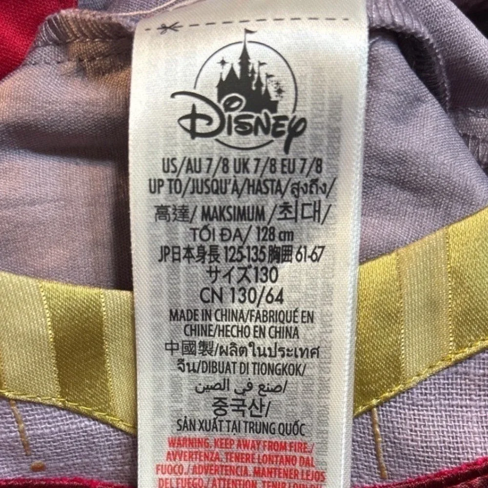 Disney Wish Asha Costume Dress Girls Size 7/8 Red‎ Purple Long Sleeve Adventure